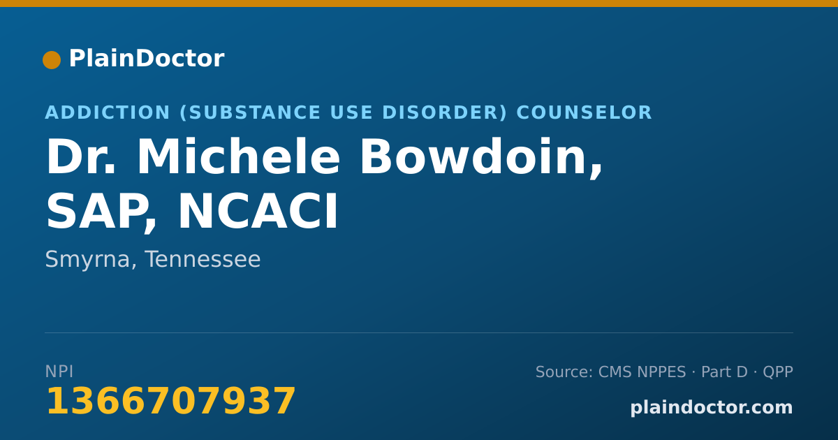 Shareable card for Michele Bowdoin, SAP, NCACI - Addiction (Substance Use Disorder) Counselor, Smyrna, TN