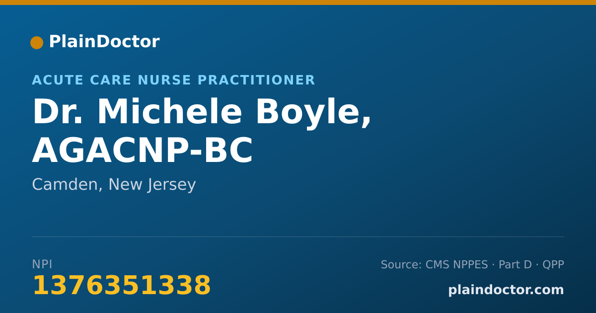 Shareable card for Michele Boyle, AGACNP-BC - Acute Care Nurse Practitioner, Camden, NJ