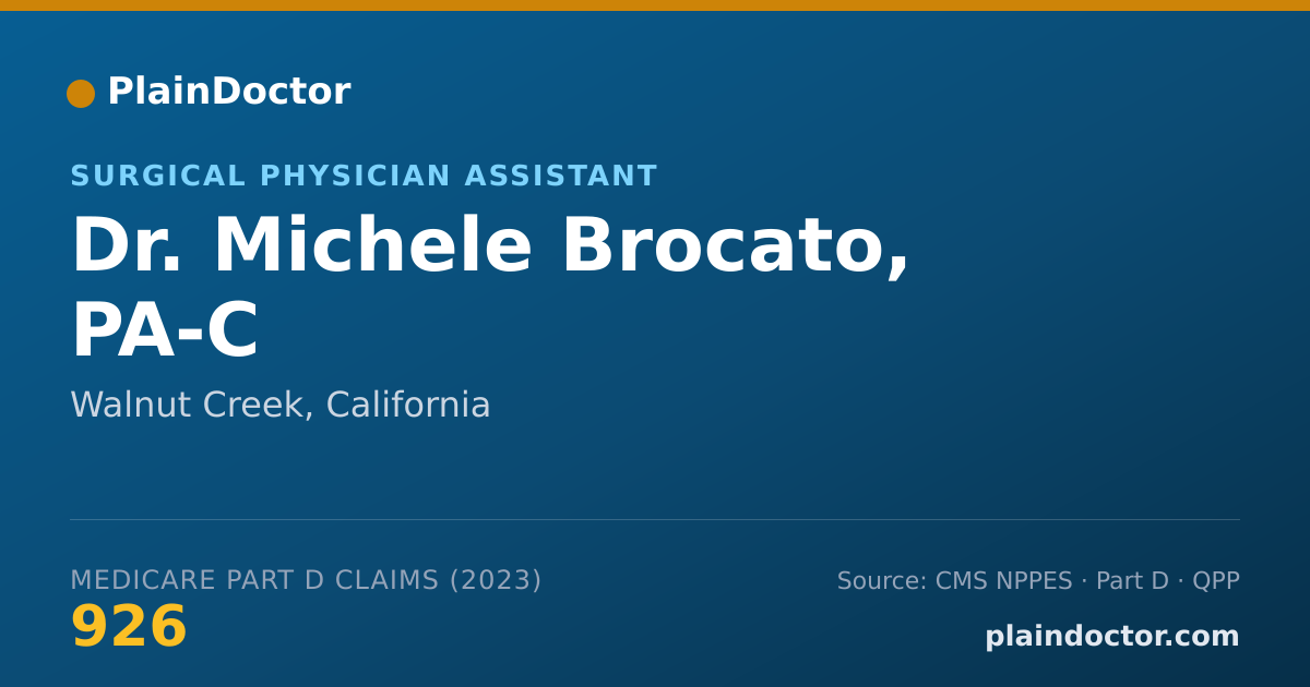 Shareable card for Michele Brocato, PA-C - Surgical Physician Assistant, Walnut Creek, CA
