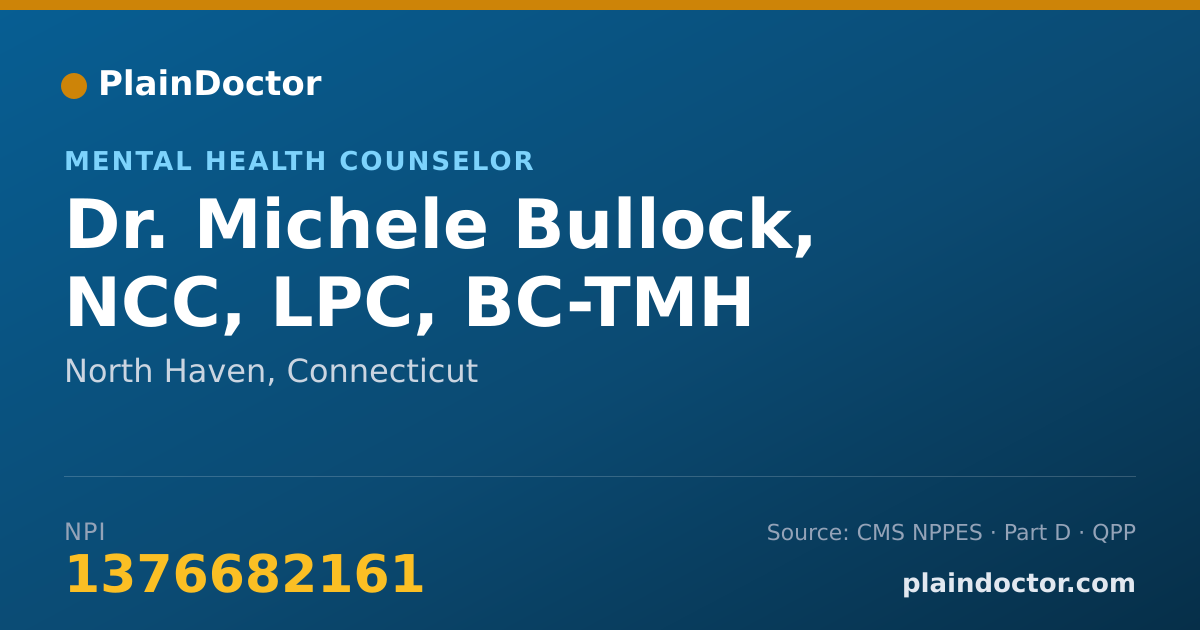 Shareable card for Michele Bullock, NCC, LPC, BC-TMH - Mental Health Counselor, North Haven, CT