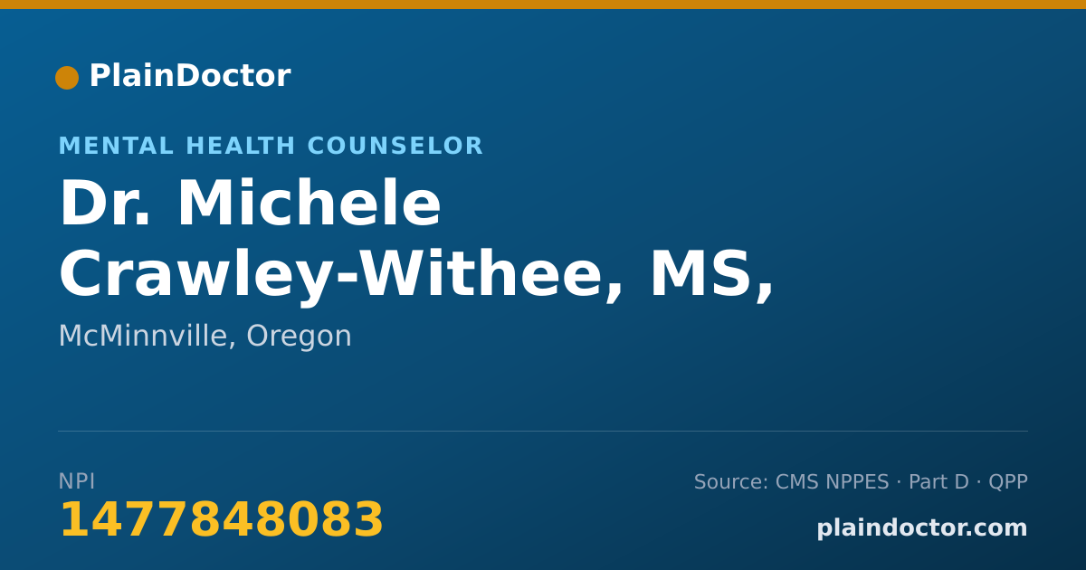 Shareable card for Michele Crawley-Withee, MS, LPC, NCC, CADC I - Mental Health Counselor, McMinnville, OR