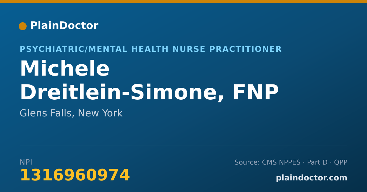 Shareable card for Michele Dreitlein-Simone, FNP - Psychiatric/Mental Health Nurse Practitioner, Glens Falls, NY
