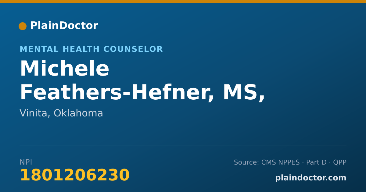 Shareable card for Michele Feathers-Hefner, MS, LPC - Mental Health Counselor, Vinita, OK
