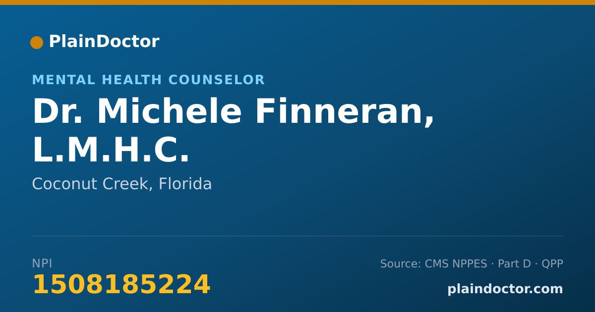 Shareable card for Michele Finneran, L.M.H.C. - Mental Health Counselor, Coconut Creek, FL