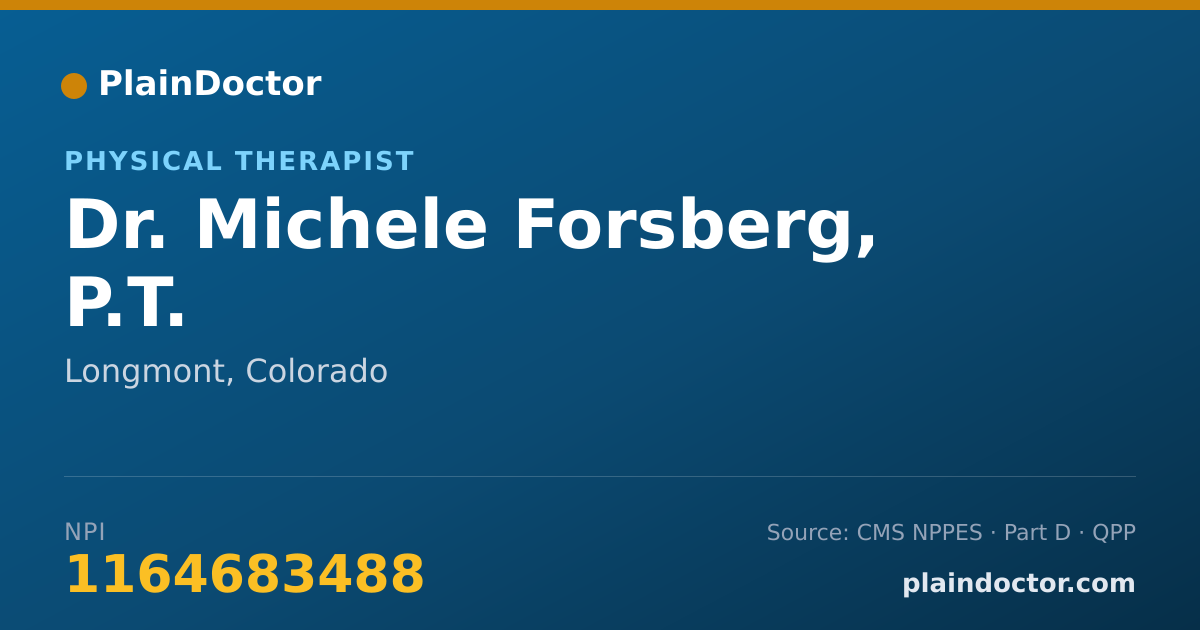 Shareable card for Michele Forsberg, P.T. - Physical Therapist, Longmont, CO