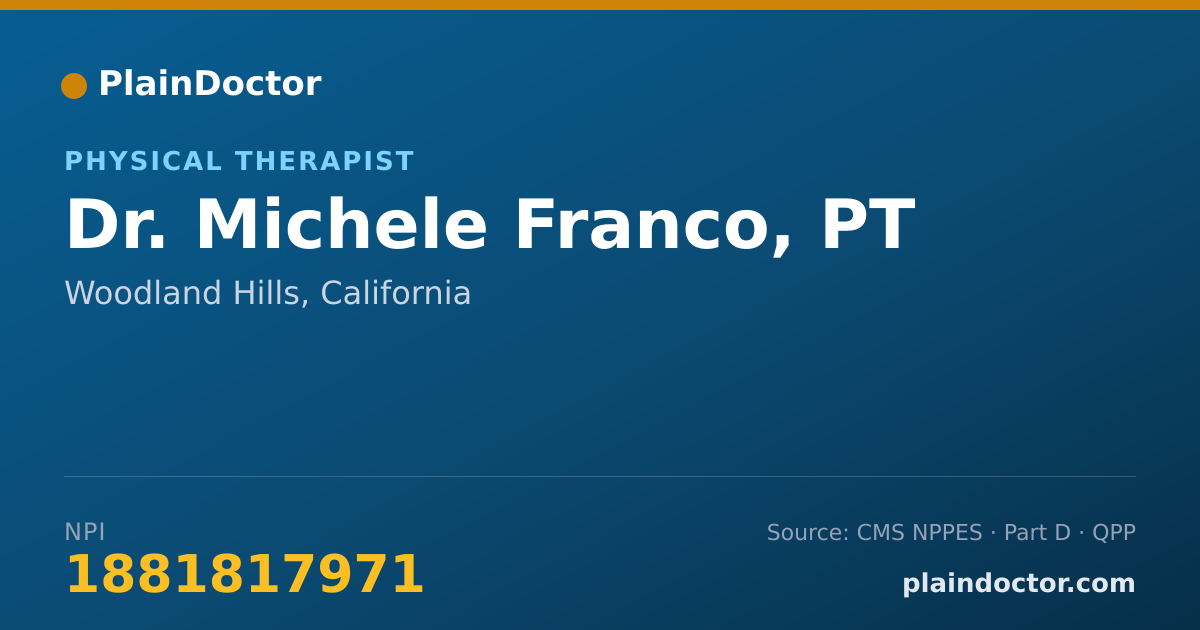 Shareable card for Michele Franco, PT - Physical Therapist, Woodland Hills, CA