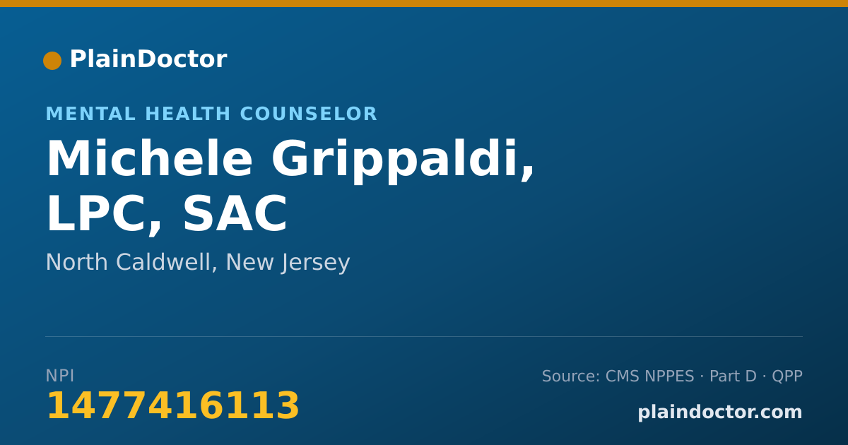 Shareable card for Michele Grippaldi, LPC, SAC - Mental Health Counselor, North Caldwell, NJ