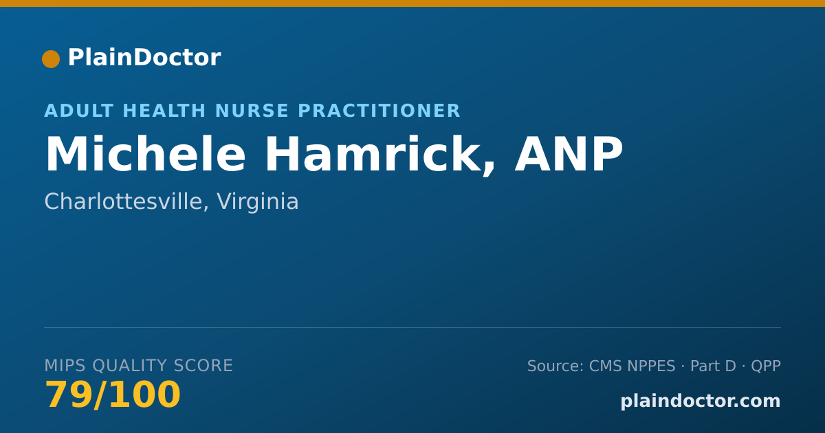 Shareable card for Michele Hamrick, ANP - Adult Health Nurse Practitioner, Charlottesville, VA