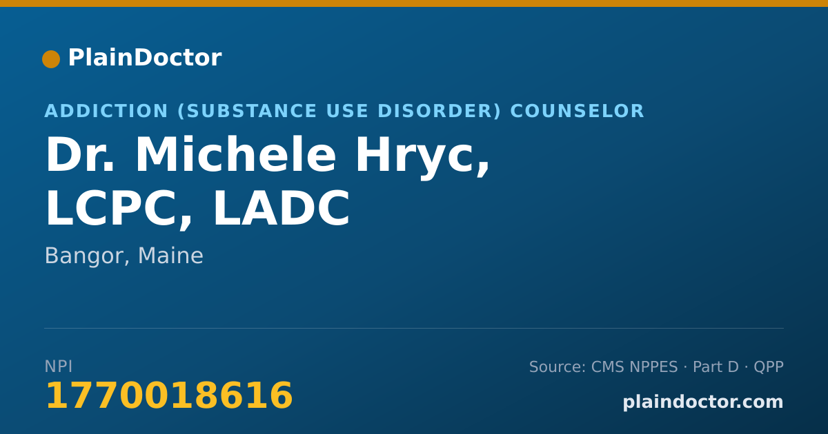 Shareable card for Michele Hryc, LCPC, LADC - Addiction (Substance Use Disorder) Counselor, Bangor, ME