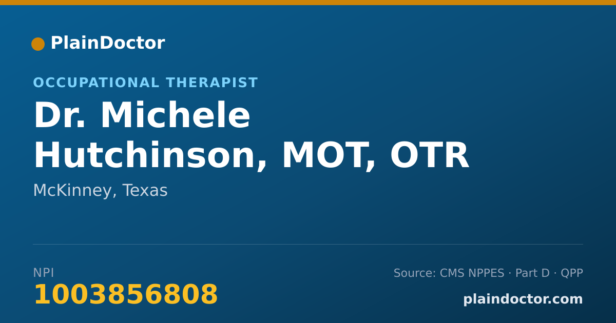 Shareable card for Michele Hutchinson, MOT, OTR - Occupational Therapist, McKinney, TX