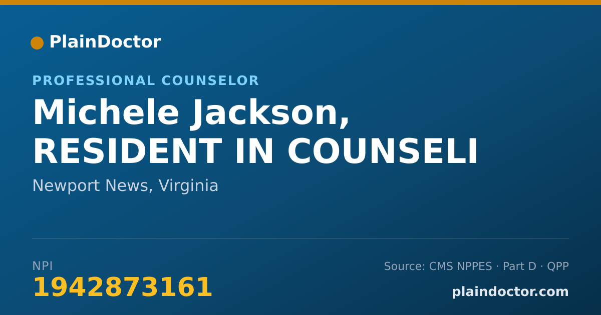 Shareable card for Michele Jackson, RESIDENT IN COUNSELI - Professional Counselor, Newport News, VA