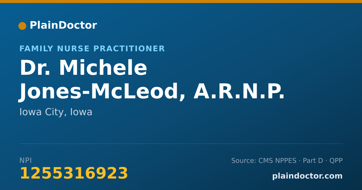 Shareable card for Michele Jones-McLeod, A.R.N.P. - Family Nurse Practitioner, Iowa City, IA