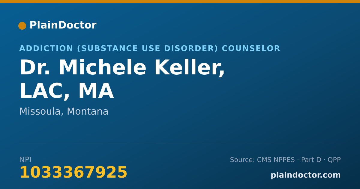 Shareable card for Michele Keller, LAC, MA - Addiction (Substance Use Disorder) Counselor, Missoula, MT