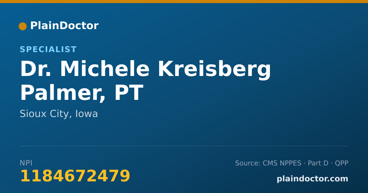 Shareable card for Michele Kreisberg Palmer, PT - Specialist, Sioux City, IA