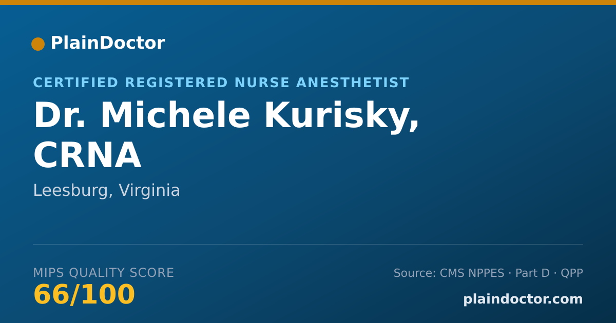 Shareable card for Michele Kurisky, CRNA - Certified Registered Nurse Anesthetist, Leesburg, VA