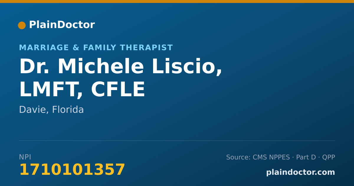 Shareable card for Michele Liscio, LMFT, CFLE - Marriage & Family Therapist, Davie, FL