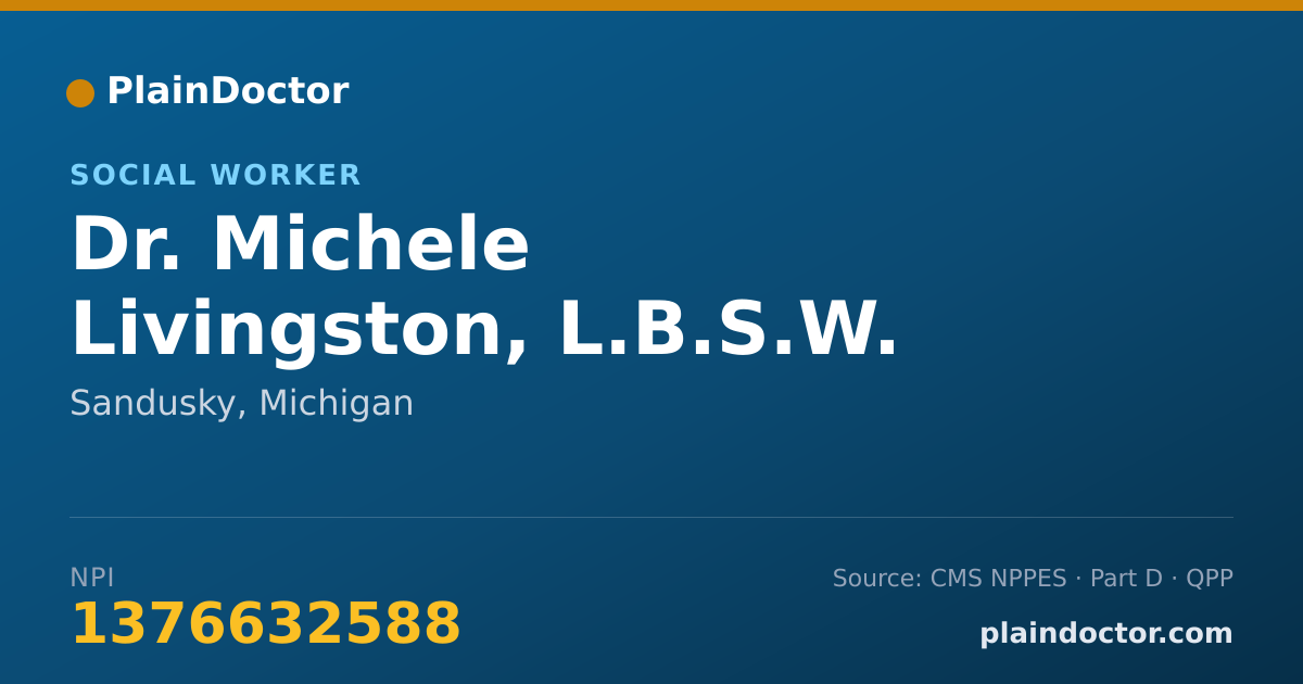 Shareable card for Michele Livingston, L.B.S.W. - Social Worker, Sandusky, MI