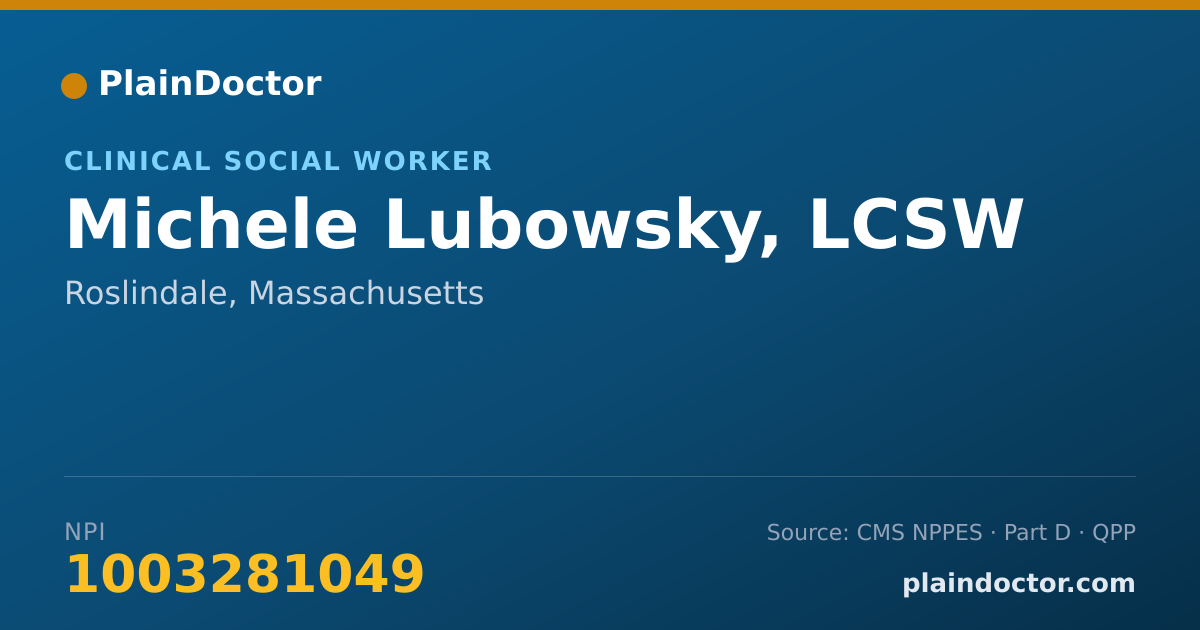 Shareable card for Michele Lubowsky, LCSW - Clinical Social Worker, Roslindale, MA