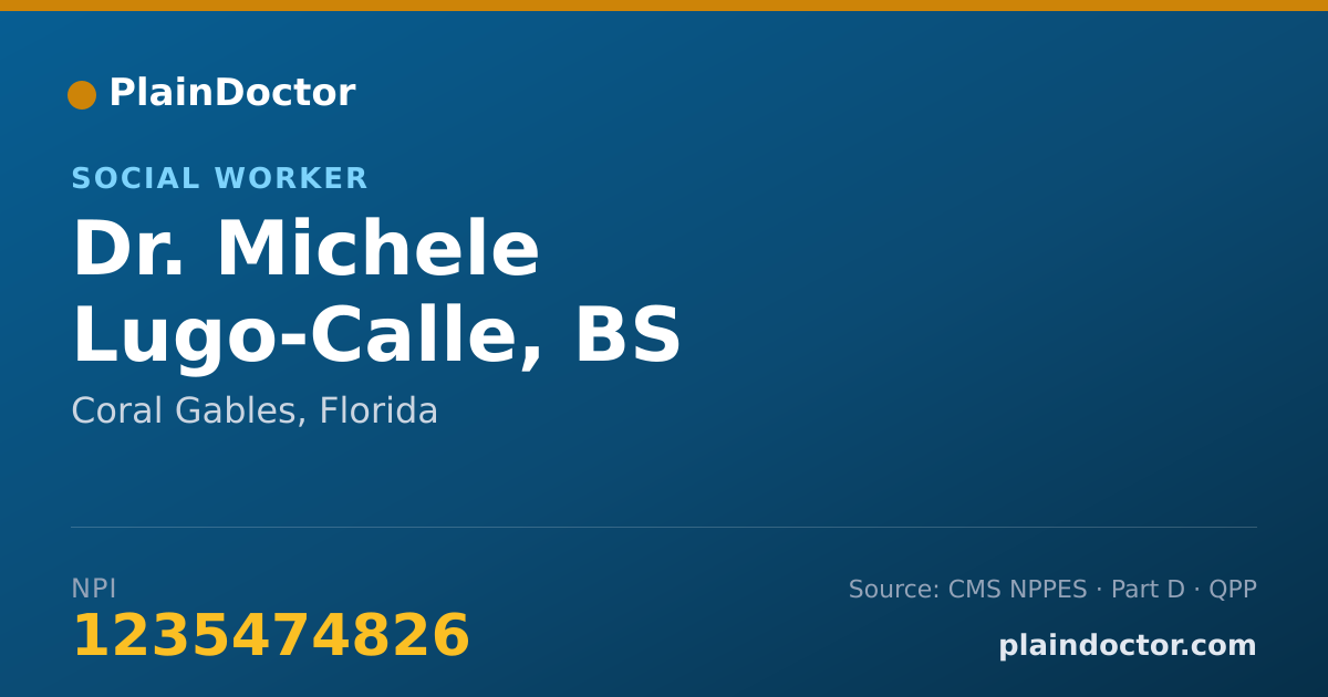 Shareable card for Michele Lugo-Calle, BS - Social Worker, Coral Gables, FL