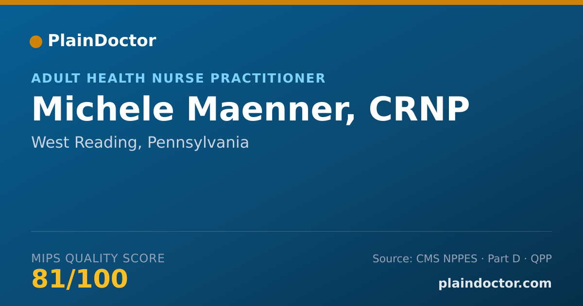 Shareable card for Michele Maenner, CRNP - Adult Health Nurse Practitioner, West Reading, PA