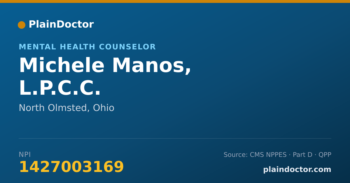 Shareable card for Michele Manos, L.P.C.C. - Mental Health Counselor, North Olmsted, OH