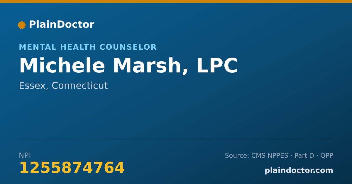 Shareable card for Michele Marsh, LPC - Mental Health Counselor, Essex, CT