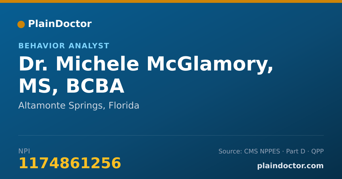 Shareable card for Michele McGlamory, MS, BCBA - Behavior Analyst, Altamonte Springs, FL