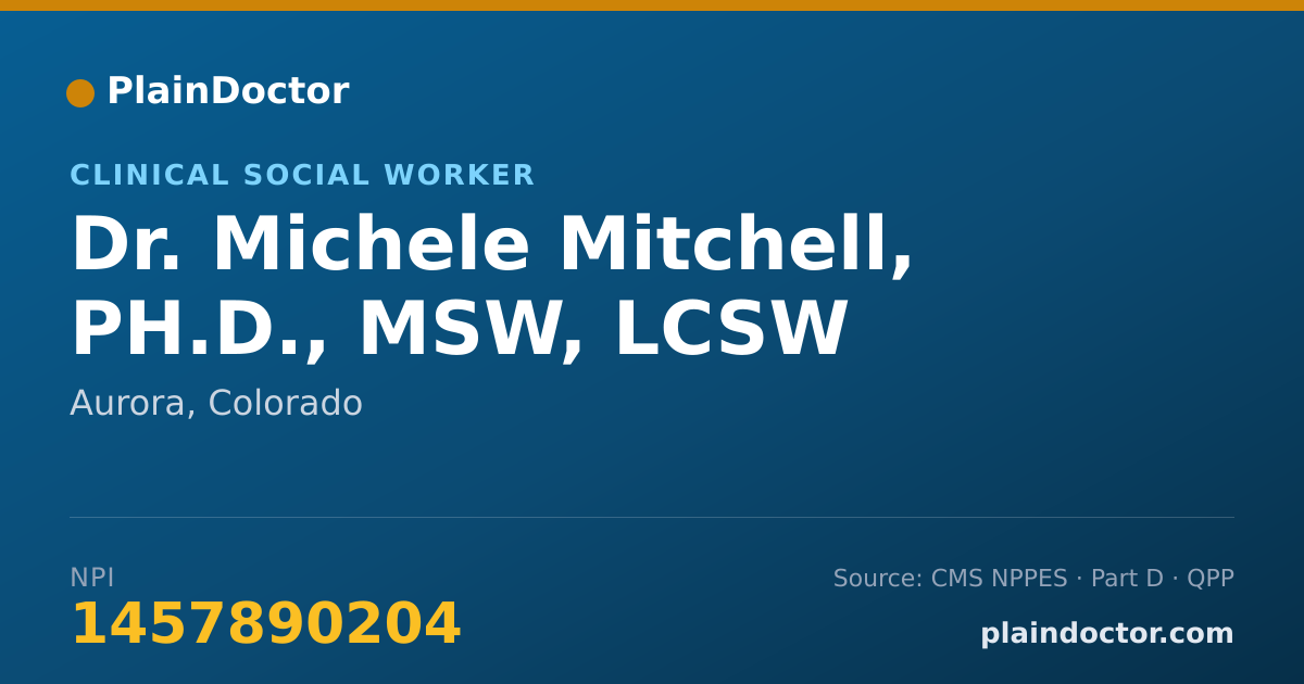 Shareable card for Michele Mitchell, PH.D., MSW, LCSW - Clinical Social Worker, Aurora, CO