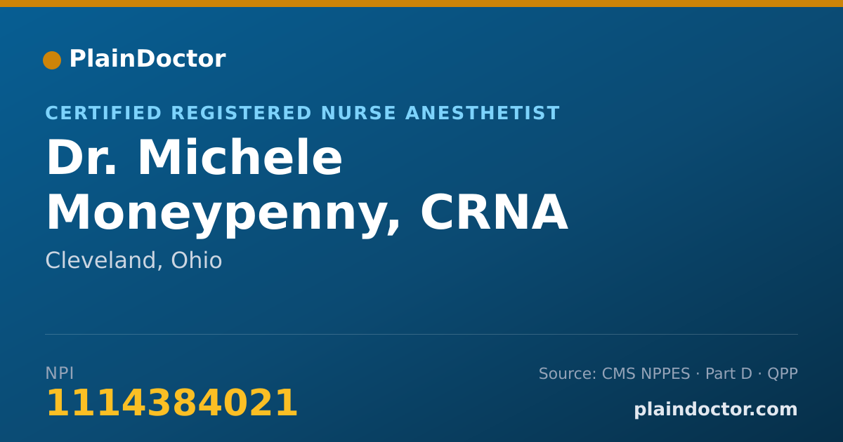 Shareable card for Michele Moneypenny, CRNA - Certified Registered Nurse Anesthetist, Cleveland, OH