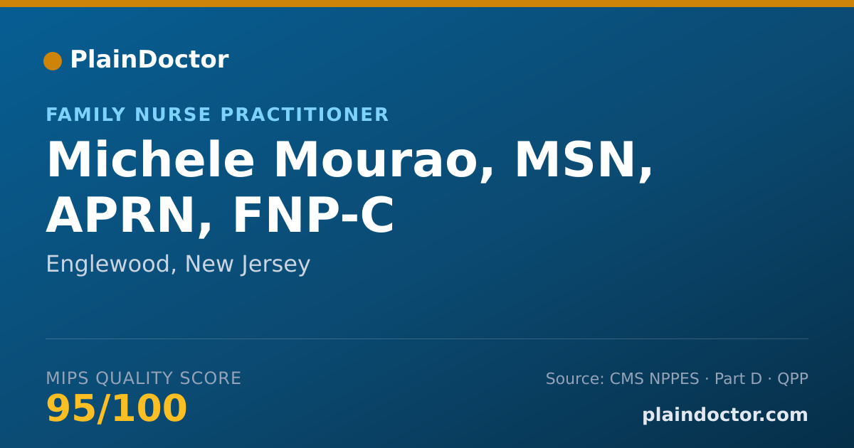 Shareable card for Michele Mourao, MSN, APRN, FNP-C - Family Nurse Practitioner, Englewood, NJ