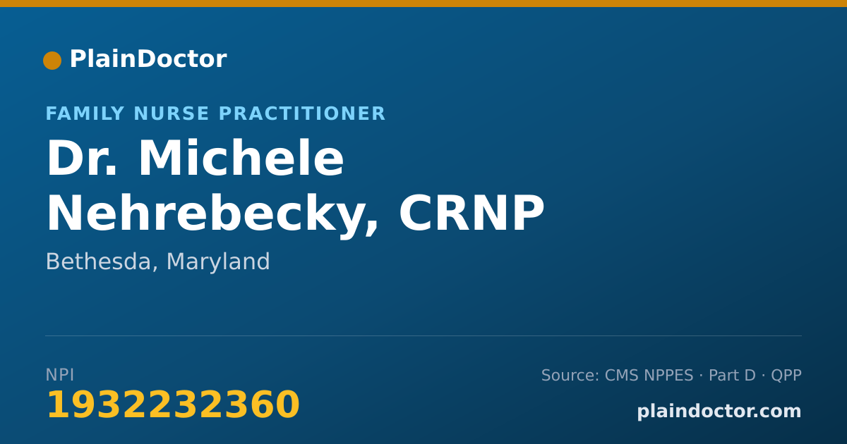 Shareable card for Michele Nehrebecky, CRNP - Family Nurse Practitioner, Bethesda, MD