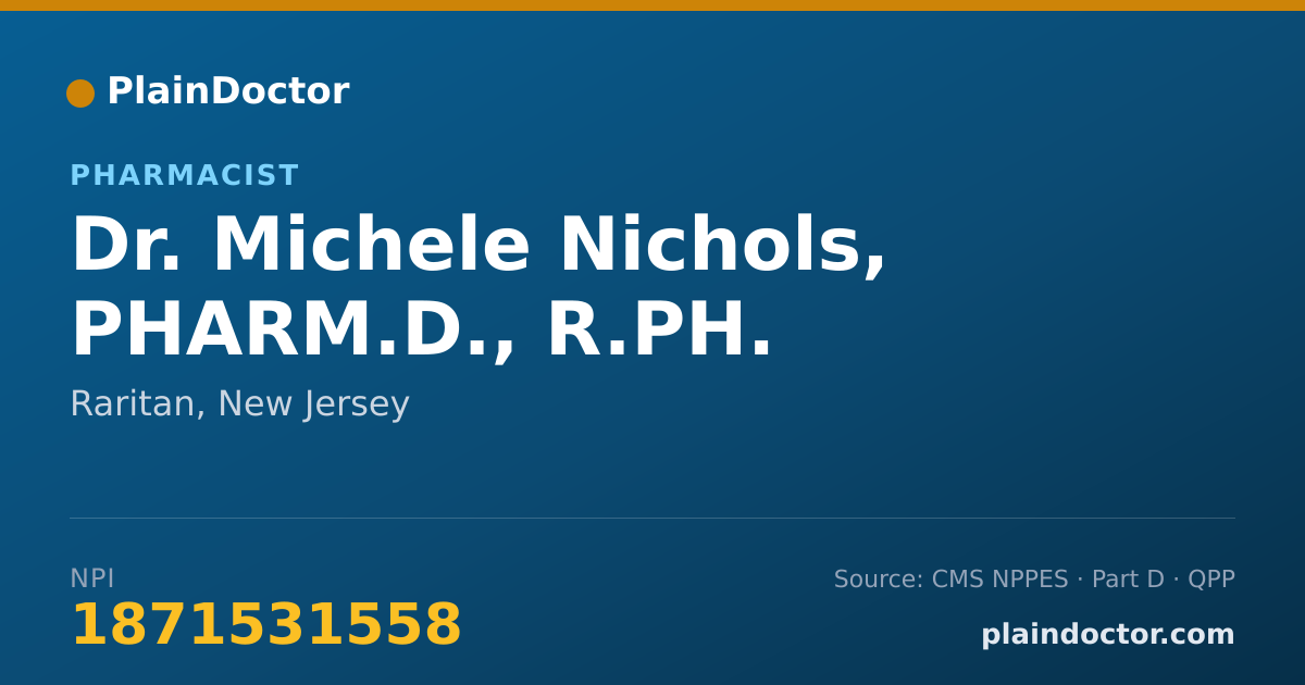 Shareable card for Michele Nichols, PHARM.D., R.PH. - Pharmacist, Raritan, NJ