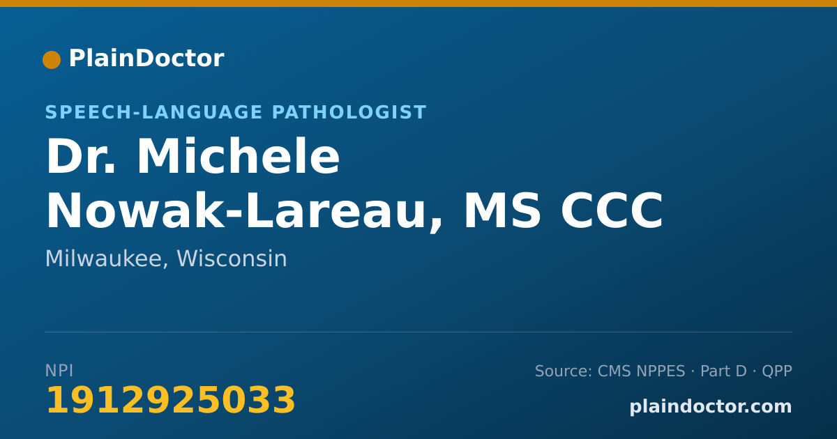 Shareable card for Michele Nowak-Lareau, MS CCC SLP - Speech-Language Pathologist, Milwaukee, WI