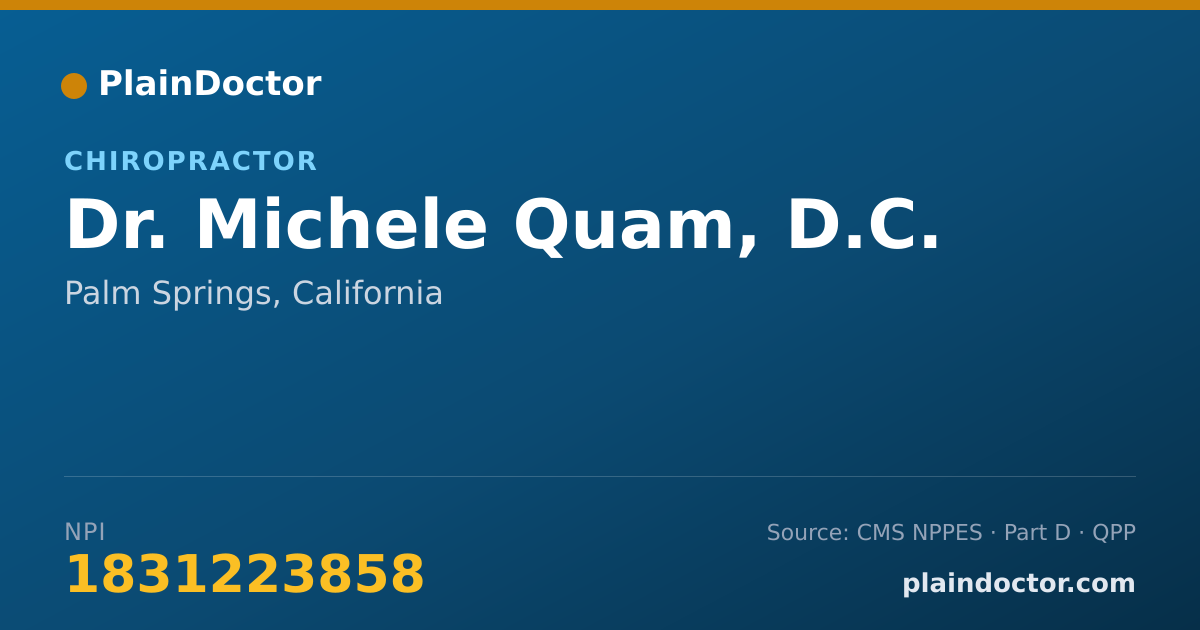 Shareable card for Michele Quam, D.C. - Chiropractor, Palm Springs, CA