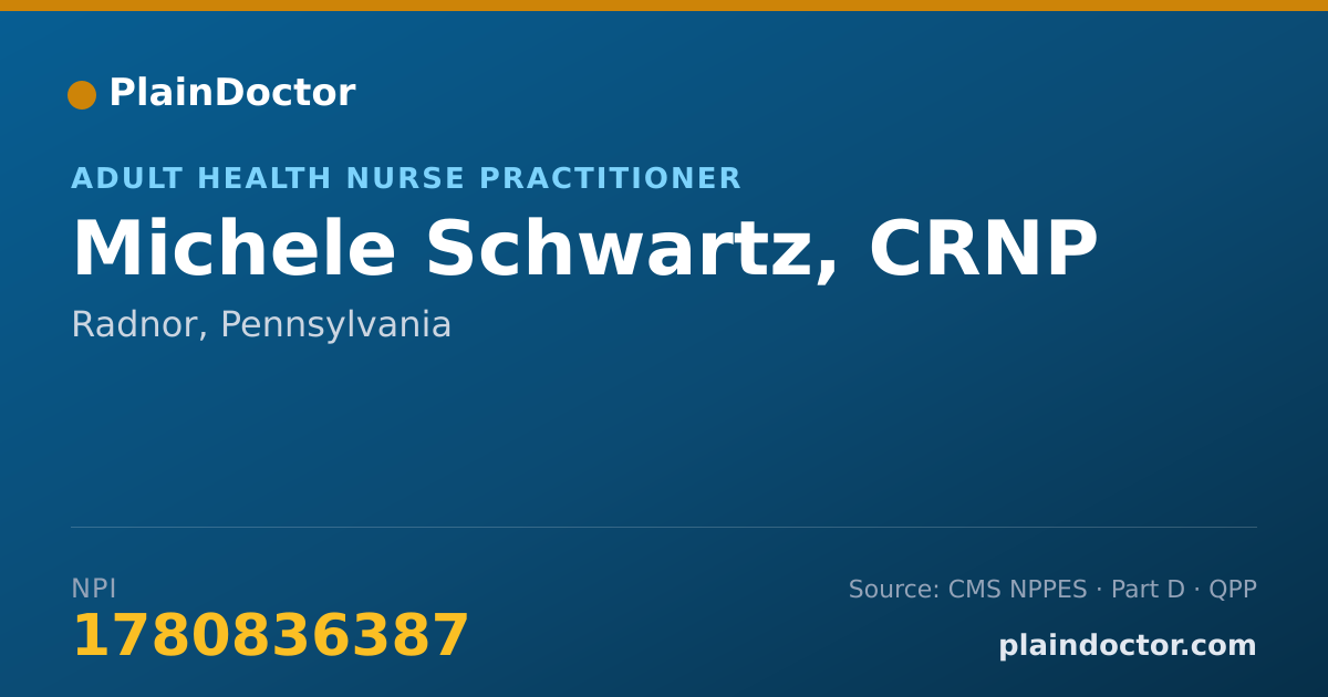 Shareable card for Michele Schwartz, CRNP - Adult Health Nurse Practitioner, Radnor, PA