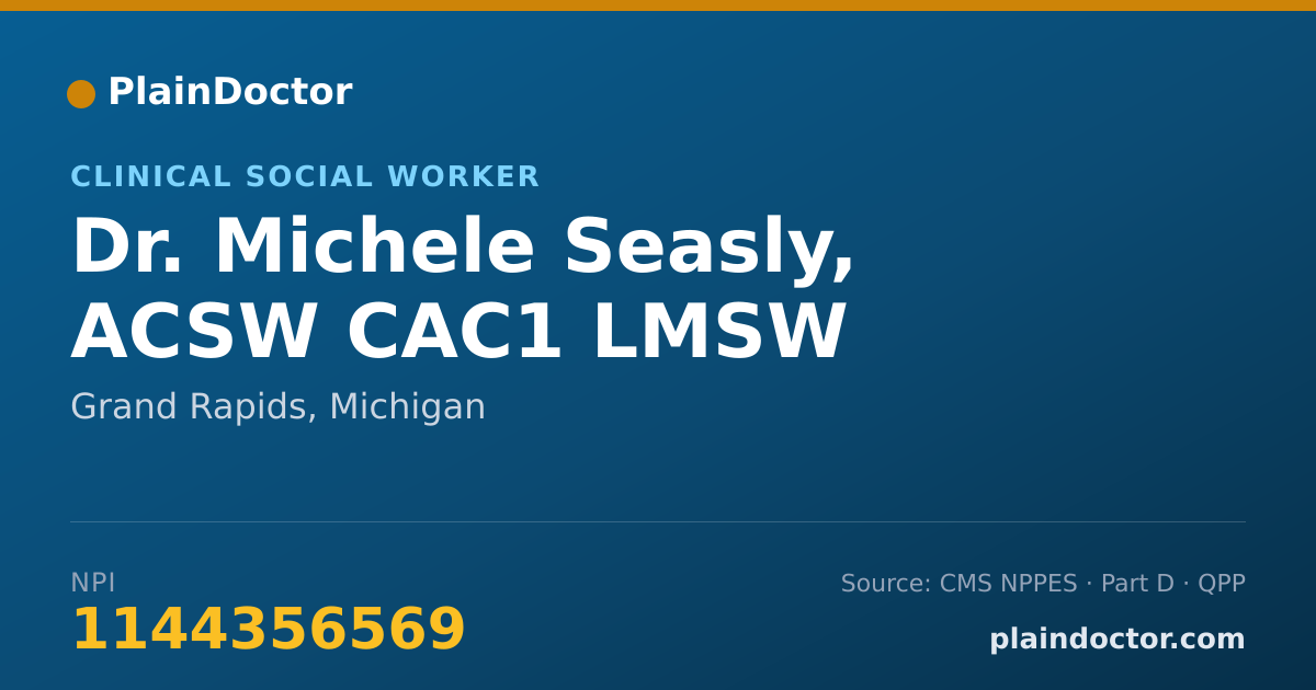 Shareable card for Michele Seasly, ACSW CAC1 LMSW - Clinical Social Worker, Grand Rapids, MI
