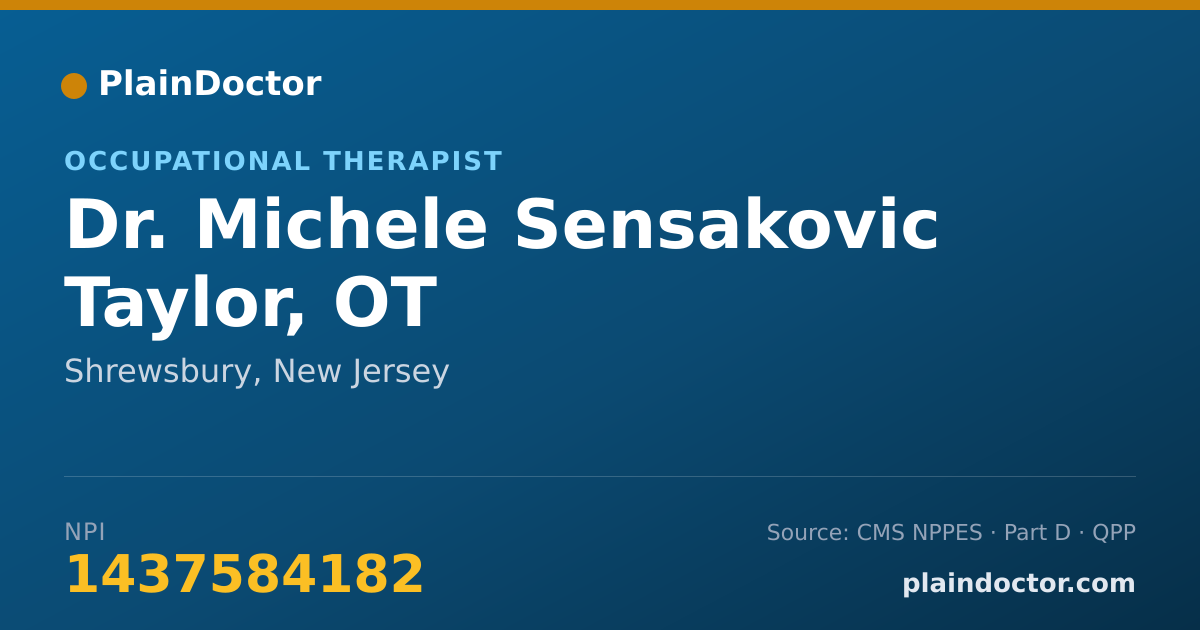 Shareable card for Michele Sensakovic Taylor, OT - Occupational Therapist, Shrewsbury, NJ