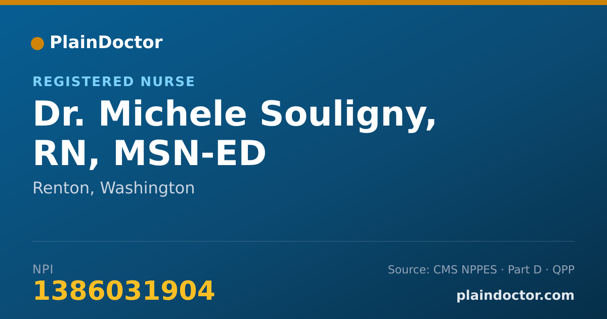 Shareable card for Michele Souligny, RN, MSN-ED - Registered Nurse, Renton, WA