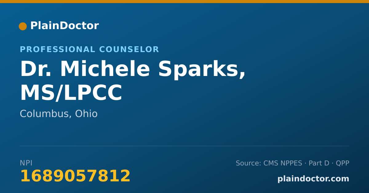Shareable card for Michele Sparks, MS/LPCC - Professional Counselor, Columbus, OH