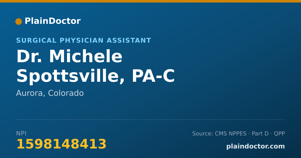 Shareable card for Michele Spottsville, PA-C - Surgical Physician Assistant, Aurora, CO