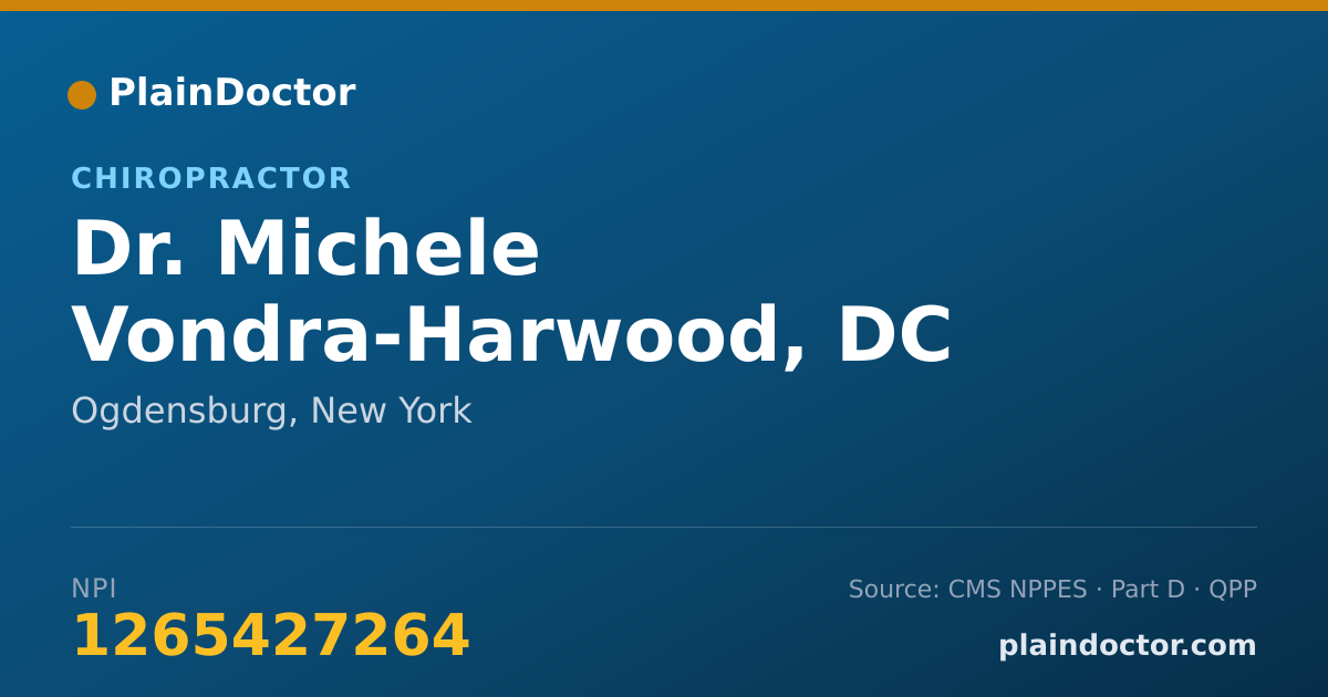 Shareable card for Michele Vondra-Harwood, DC - Chiropractor, Ogdensburg, NY