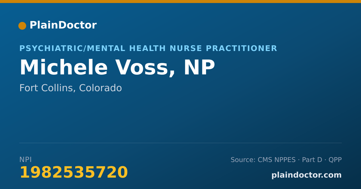 Shareable card for Michele Voss, NP - Psychiatric/Mental Health Nurse Practitioner, Fort Collins, CO