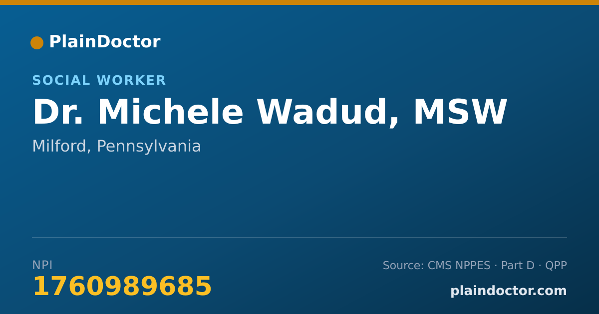 Shareable card for Michele Wadud, MSW - Social Worker, Milford, PA