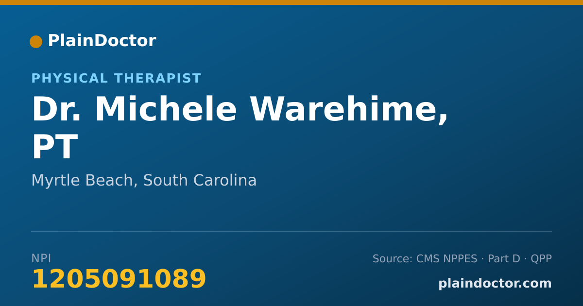 Shareable card for Michele Warehime, PT - Physical Therapist, Myrtle Beach, SC
