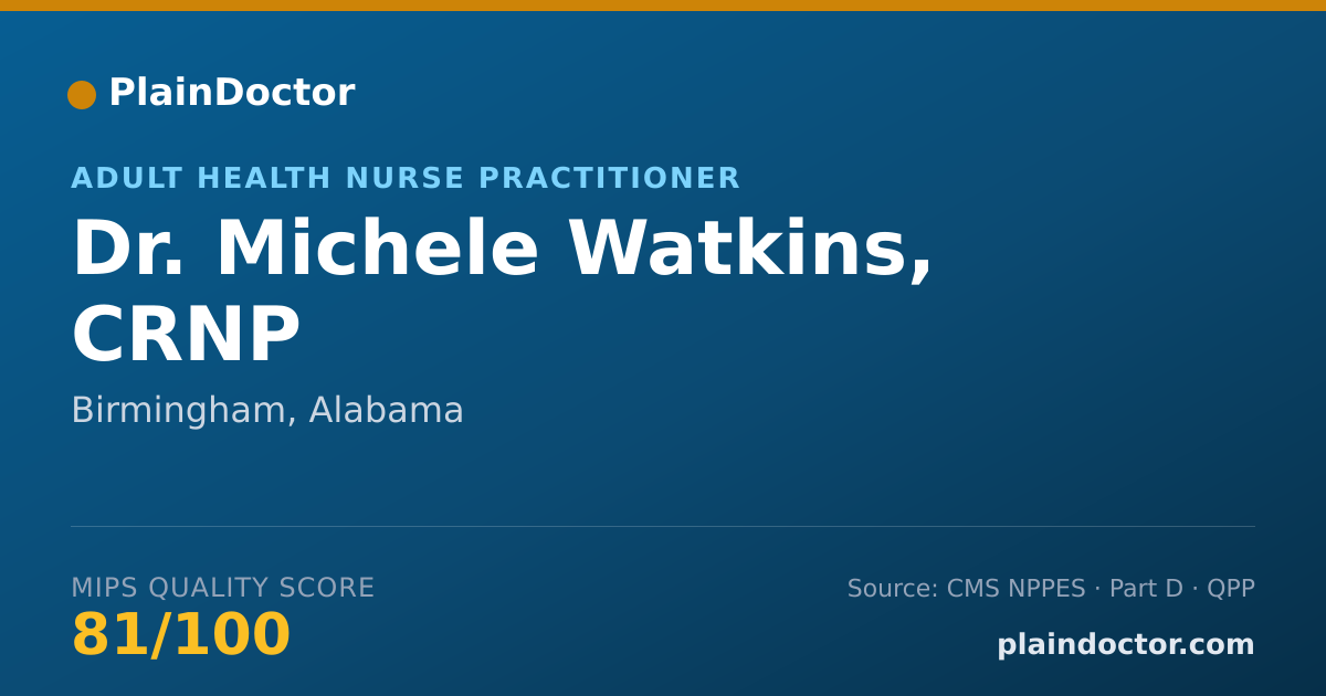 Shareable card for Michele Watkins, CRNP - Adult Health Nurse Practitioner, Birmingham, AL