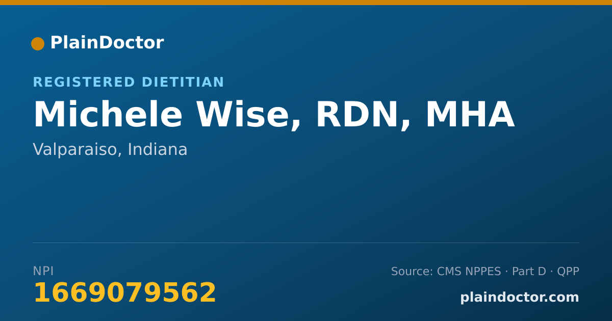 Shareable card for Michele Wise, RDN, MHA - Registered Dietitian, Valparaiso, IN