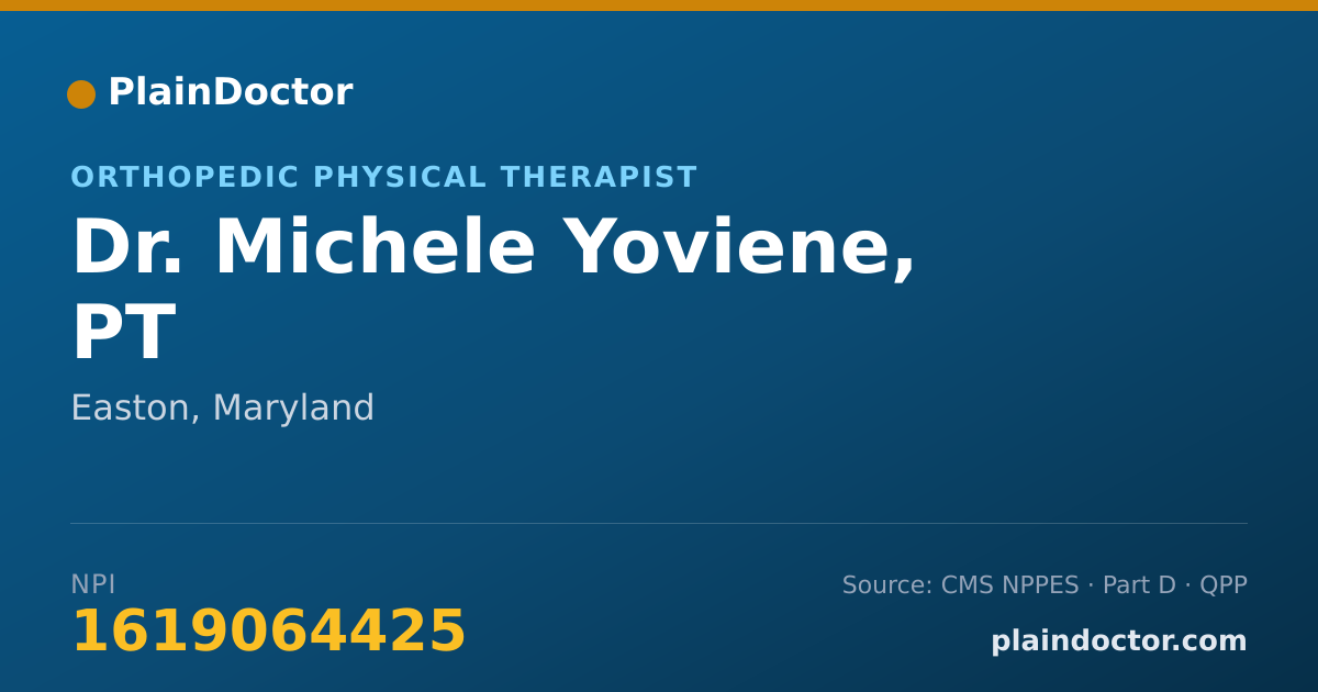 Shareable card for Michele Yoviene, PT - Orthopedic Physical Therapist, Easton, MD