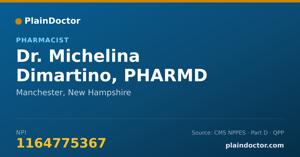 Shareable card for Michelina Dimartino, PHARMD - Pharmacist, Manchester, NH