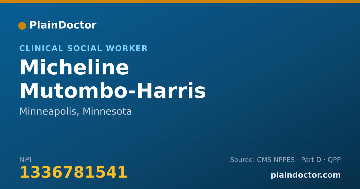 Shareable card for Micheline Mutombo-Harris - Clinical Social Worker, Minneapolis, MN