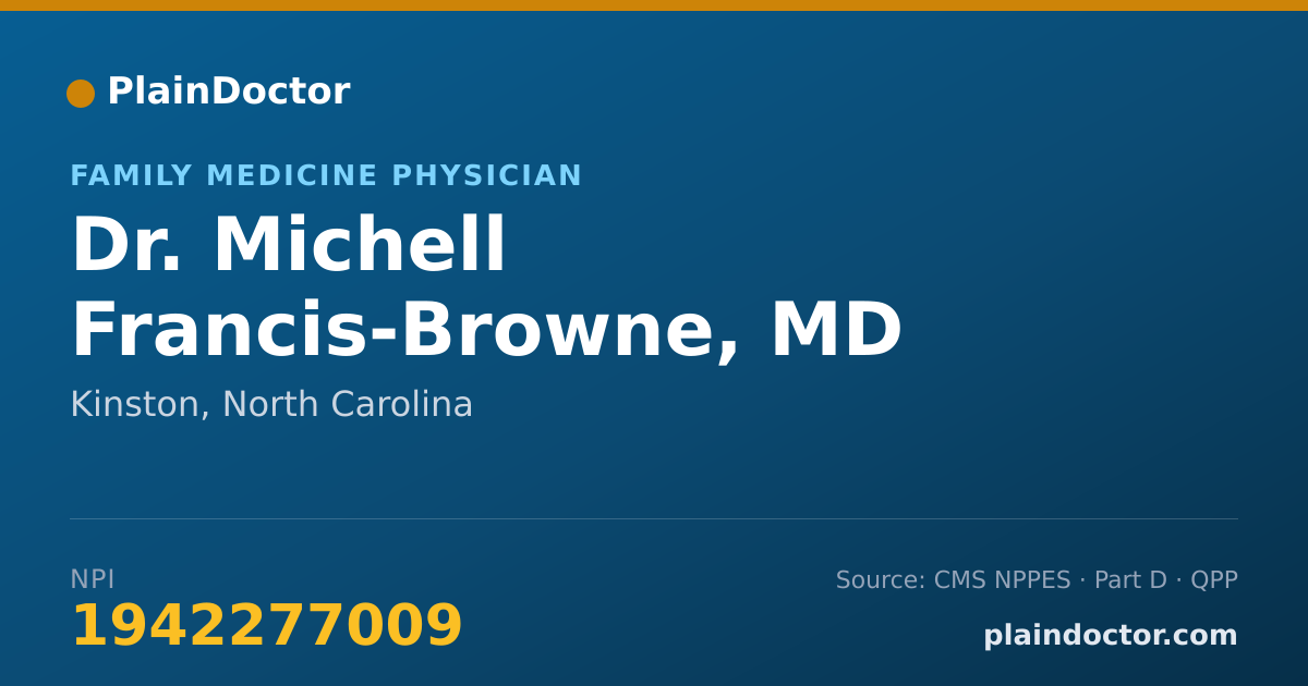 Shareable card for Michell Francis-Browne, MD - Family Medicine Physician, Kinston, NC